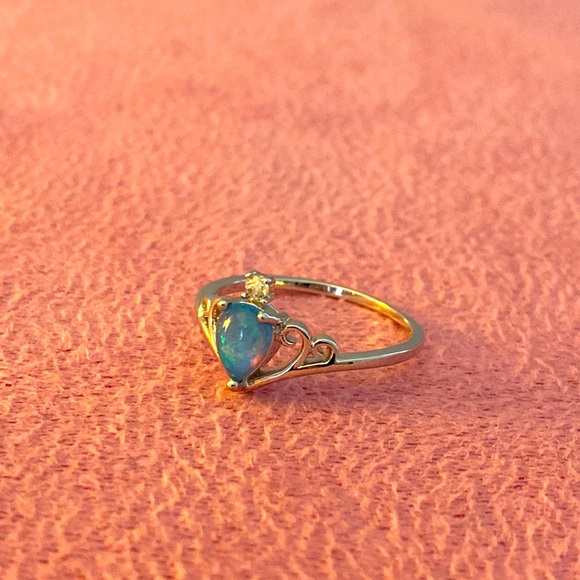 925 silver water drop opal ring - Picture 3 of 6
